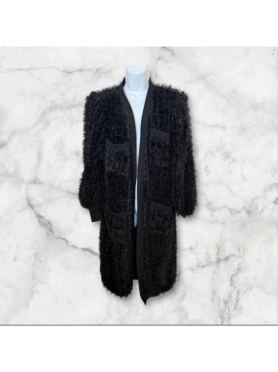 So Wie So and Colour Jackets & Blazers - Sophie So & Colour House Black Textured Longline Coat with Pockets
